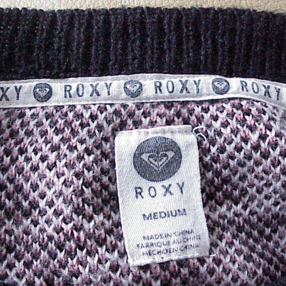 ROXY Oversized Geometric Print Knit Sweater Sz M/MEDIUM Soft, Slouchy w/Logo Tag - Picture 3 of 4